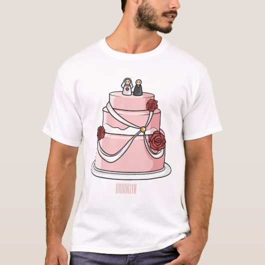 ケーキ結婚ー漫画イラストレーション Tシャツ (正面)