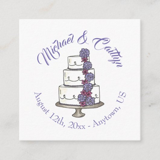 ケーキ結婚ー記念日ブライダルシャワーセンターピース エンクロージャーカード (正面)