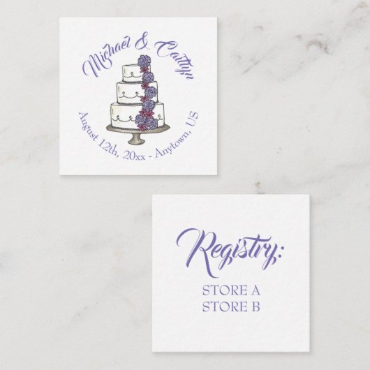 ケーキ結婚ー記念日ブライダルシャワーセンターピース エンクロージャーカード (正面/裏面)