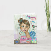 ケーキ絵を描付き手姉妹誕生日カード カード (正面)