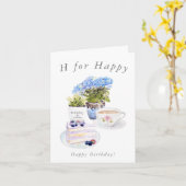 ケーキ茶と花セットハッピーバースデーカード カード (黄色い花)