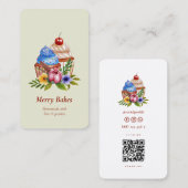 ケーキ菓子カップケーキベーカリーフローラQRコード 名刺 (正面/裏面)