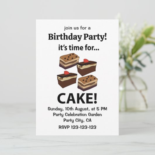ケーキ誕生日 招待状 (スタンド正面)