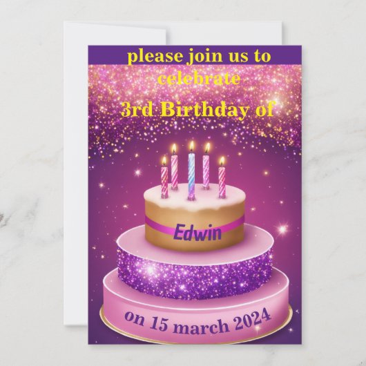 ケーキ誕生祝い 招待状 (正面)