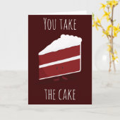 ケーキ赤ビロードのデザートありがとう カード (黄色い花)