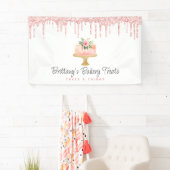 ケーキ赤面ピンクグリッタードリップベーカリーパティシシェフ 横断幕 (インサイチュ)