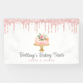 ケーキ赤面ピンクグリッタードリップベーカリーパティシシェフ 横断幕 (横)