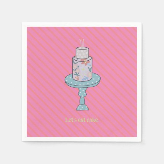 ケーキ食べかわいいパーティー スタンダードカクテルナプキン (正面)