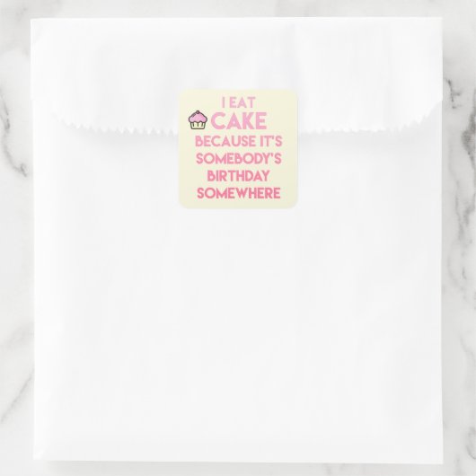 ケーキ食べだ！おもしろい引用文 スクエアシール (バッグ)