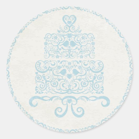 ケーキ食べのステック – 青 ラウンドシール (正面)