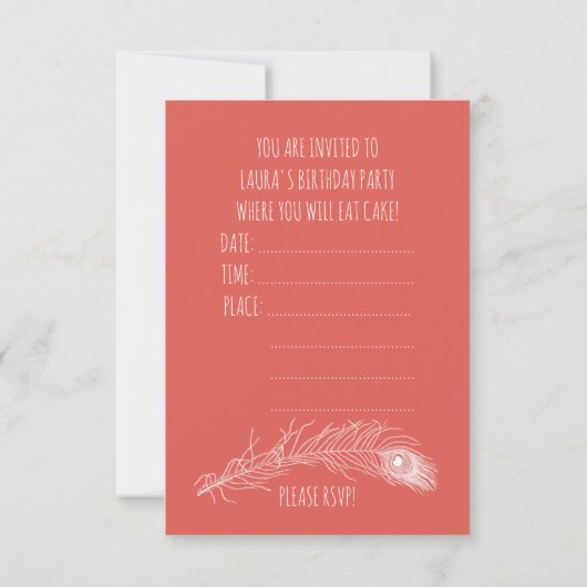 ケーキ食べのバースデーパーティ招待状 招待状 (裏面)