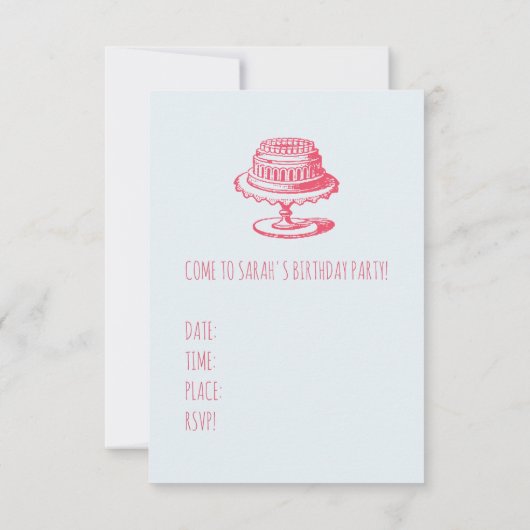 ケーキ食べのバースデーパーティ招待状 招待状 (裏面)