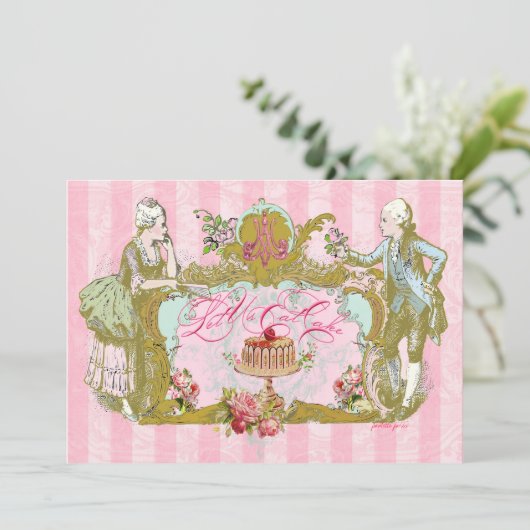 ケーキ食べのパーティの招待状 招待状 (スタンド正面)