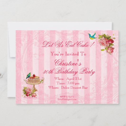 ケーキ食べのパーティの招待状 招待状 (裏面)