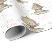 ケーキ食べのヴィンテージの結婚誕生日 ラッピングペーパー (ロールコーナー)