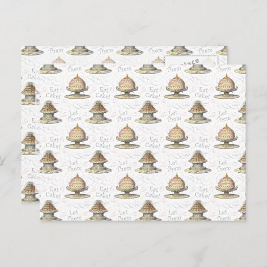 ケーキ食べのヴィンテージマリーアントイフランスのネット ポストカード (正面/裏面)