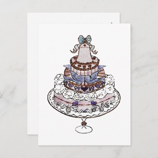 ケーキ食べを焼こう/招待状 インビテーションポストカード (正面/裏面)