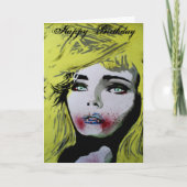 「ケーキ食べを誕生日 カード (正面)