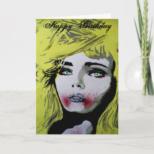 「ケーキ食べを誕生日 カード (正面)