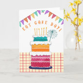 ケーキ食べデイバースデーカードグルメカップケーキ カード (黄色い花)