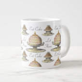 ケーキ食べペストリフランスのー – ヴィンテージスタイル ジャンボコーヒーマグカップ (正面右)