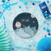 ケーキ食べー宇宙船ムーン宇宙誕生日 ペーパープレート (パーティー)