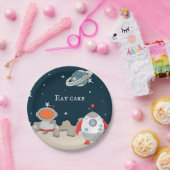 ケーキ食べ宇宙飛行士およびロケット船宇宙 ペーパープレート (パーティー)