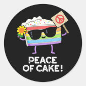 ケーキ食べ物のおもしろい平和プンダークBG ラウンドシール (正面)