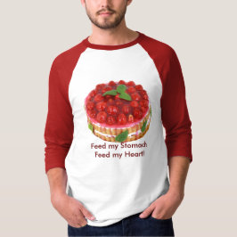 ケーキ食べ物を与えのシャツで腹が痛い Tシャツ