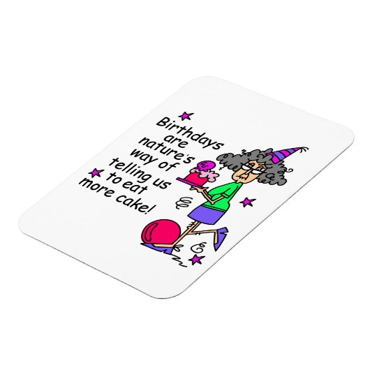 ケーキ食べ誕生日ユーモア マグネット (左側)