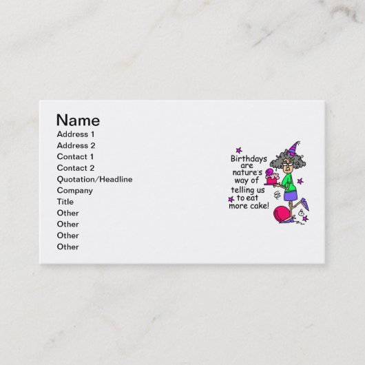 ケーキ食べ誕生日ユーモア 名刺 (正面)