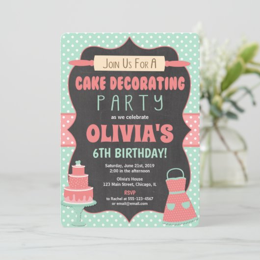 ケーキ飾のカップケーキバースデーパーティ招待状 招待状 (スタンド正面)