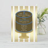 ケーキ40thサプライズ誕生日パーティーの招待状 招待状 (スタンド正面)