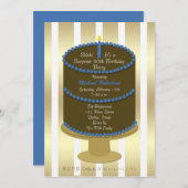 ケーキ50thサプライズ誕生日パーティーの招待状 招待状 (正面/裏面)