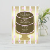 ケーキ60th誕生日パーティー招待60thピンク 招待状 (スタンド正面)