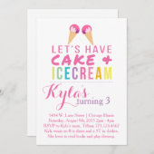 ケーキ&アイスクリーム招待状 招待状 (正面/裏面)