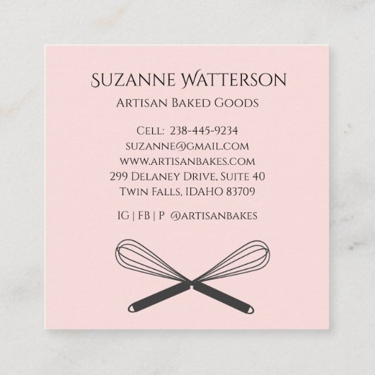 ケーキ&ウィスクペストリーベーカリー製品の名刺 スクエア名刺 (裏面)