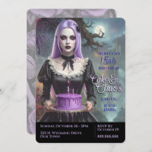 ケーキ&カオスパープルゴシックガール不気味誕生日