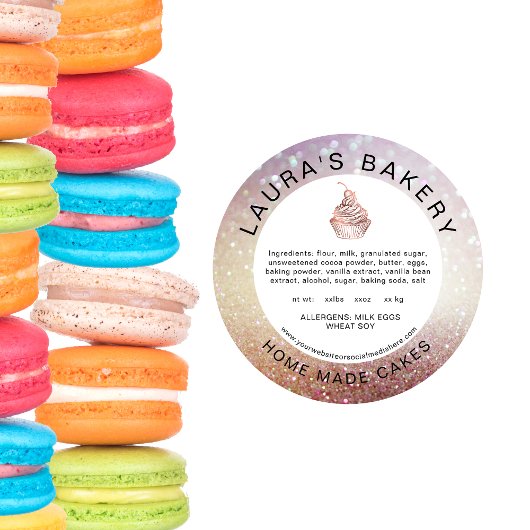 ケーキ カップケーキ ベーカリー 原材料リスト 食品ラベル ラウンドシール