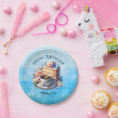 ケーキ、コーヒーと花のカップ ペーパープレート (パーティー)