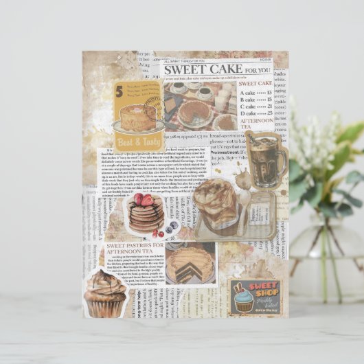 ケーキ&コーヒーヴィンテージエフェメラデクページ紙 (スタンド正面)