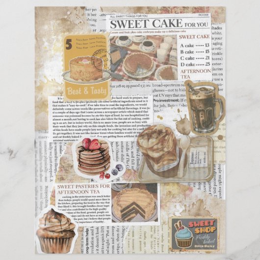 ケーキ&コーヒーヴィンテージエフェメラデクページ紙 (正面)