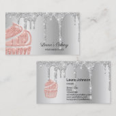 ケーキ&スイーツカップケーキベーカリードリップバラ金ゴールド 名刺 (正面/裏面)