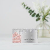 ケーキ&スイーツカップケーキベーカリードリップバラ金ゴールド 名刺 (スタンド正面)