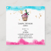 ケーキ&スイーツカップケーキホームベーカリーかわいいガーリー スクエア名刺 (裏面)