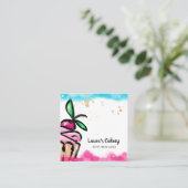 ケーキ&スイーツカップケーキホームベーカリーかわいいガーリー スクエア名刺 (スタンド正面)