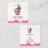 ケーキ&スイーツカップケーキホームベーカリーかわいいガーリー スクエア名刺 (正面/裏面)