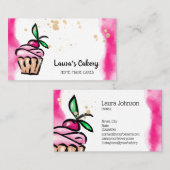 ケーキ&スイーツカップケーキホームベーカリーかわいいガーリー 名刺 (正面/裏面)