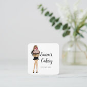 ケーキ&スイーツカップケーキホームベーカリーかわいい少女 スクエア名刺 (スタンド正面)