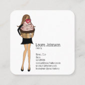 ケーキ&スイーツカップケーキホームベーカリーかわいい少女 スクエア名刺 (裏面)